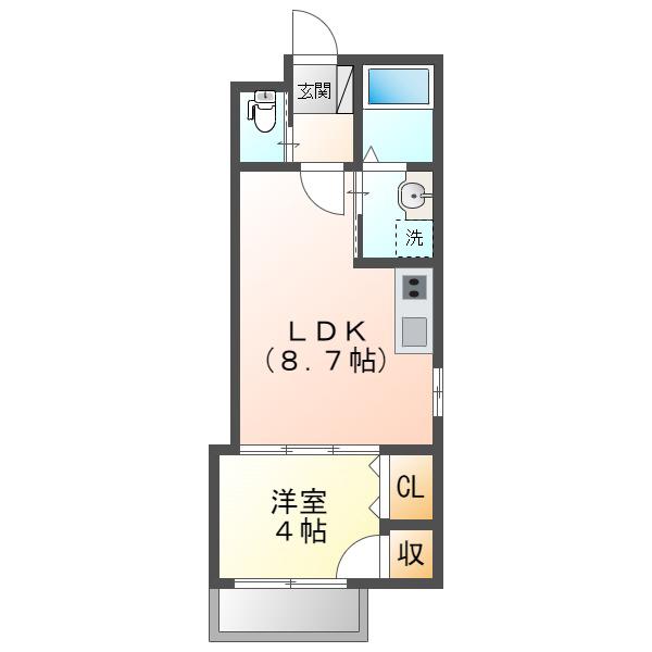 ココパイン(1LDK/1階)の間取り写真