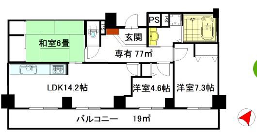 スカイプラザ横川(3LDK/17階)の間取り写真