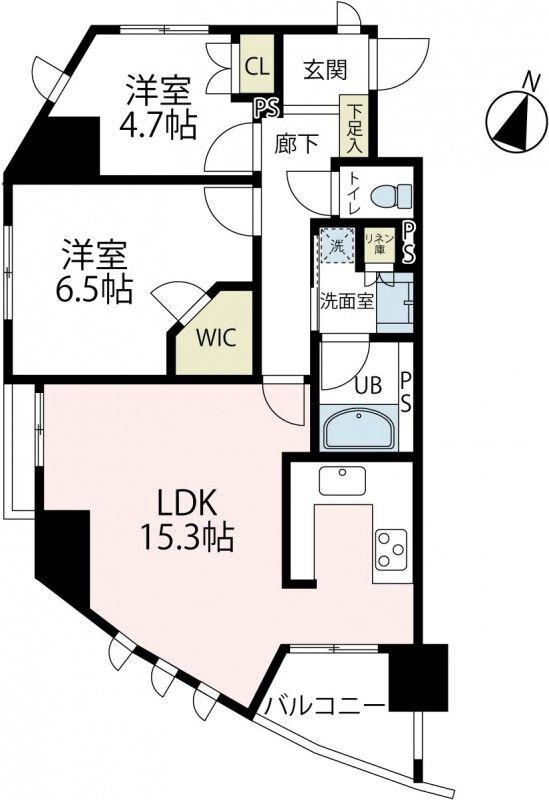 クオス横浜(2LDK/8階)の間取り写真