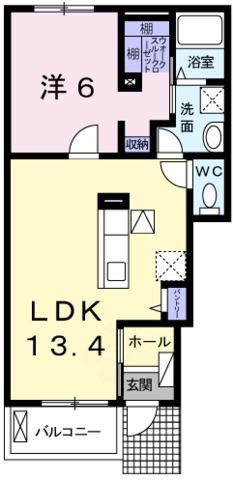 セレーノ・K(1LDK/1階)の間取り写真