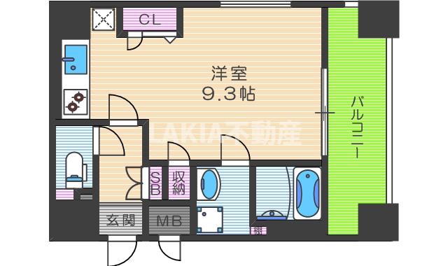 ジュネーゼグラン福島NODA(1K/3階)の間取り写真