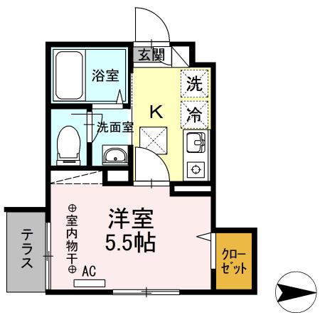 サクラーレ(1K/1階)の間取り写真