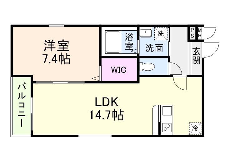 フジパレス神戸神明町(1LDK/1階)の間取り写真