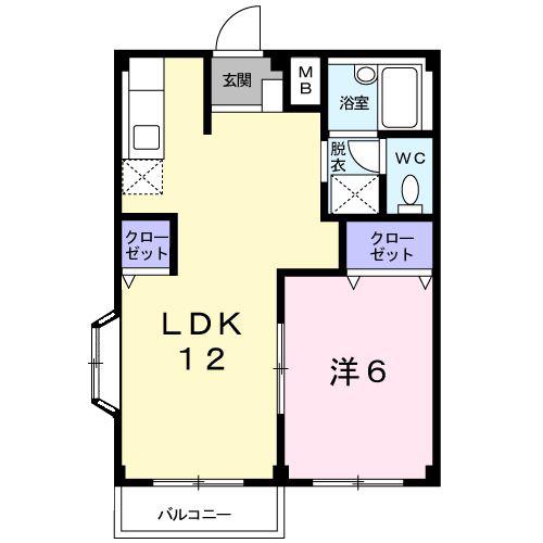 エルディム平沢(1LDK/1階)の間取り写真