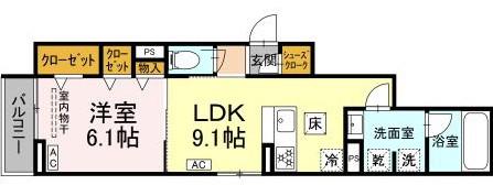 URBANA(1LDK/1階)の間取り写真
