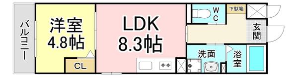 ル・ヴァン・リブレ(1LDK/2階)の間取り写真