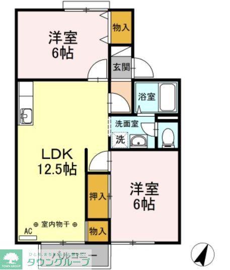 ルミエールA(2LDK/2階)の間取り写真