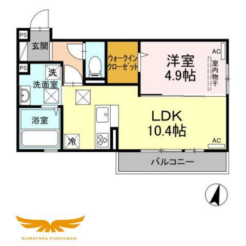 MSA託麻(1LDK/1階)の間取り写真