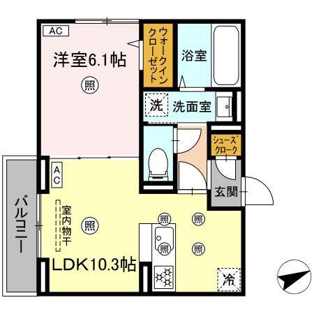 CAMPANELLA船越(1LDK/3階)の間取り写真