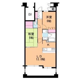 サンデュエル安積(2LDK/5階)の間取り写真
