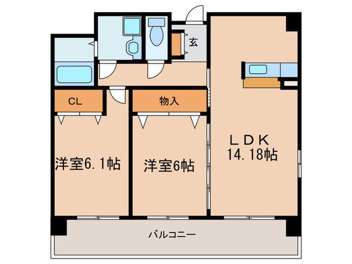 OAZO-N(2LDK/4階)の間取り写真