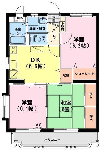 ユーミーアローレ(3DK/2階)の間取り写真