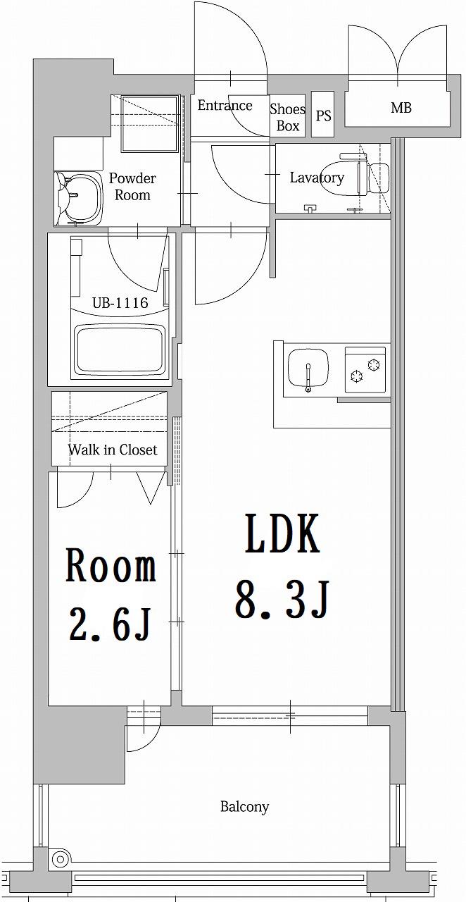 エンクレスト香椎セピア通(1LDK/9階)の間取り写真