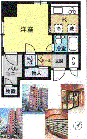 リレント日暮里(1K/3階)の間取り写真