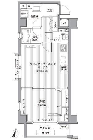 メゾンカルム西新宿(1LDK/5階)の間取り写真