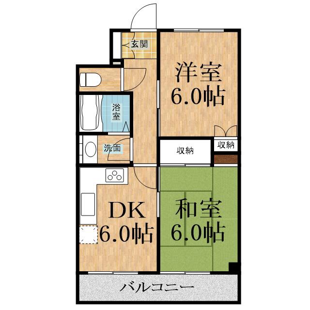 グランパレス(2DK/2階)の間取り写真