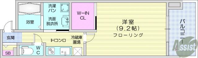 リージア勾当台公園(1K/6階)の間取り写真
