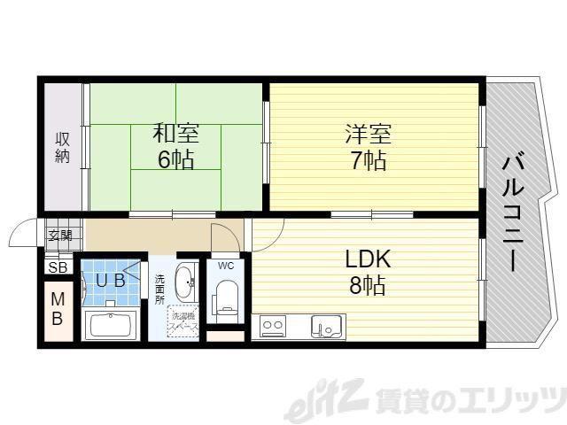 アメニティーオーク(2LDK/2階)の間取り写真