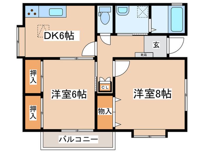 山本マンション(2DK/1階)の間取り写真