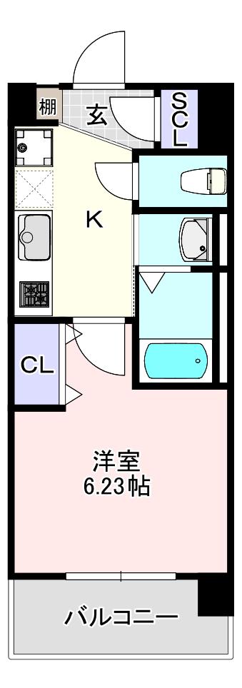 LUXE布施南II(1K/3階)の間取り写真
