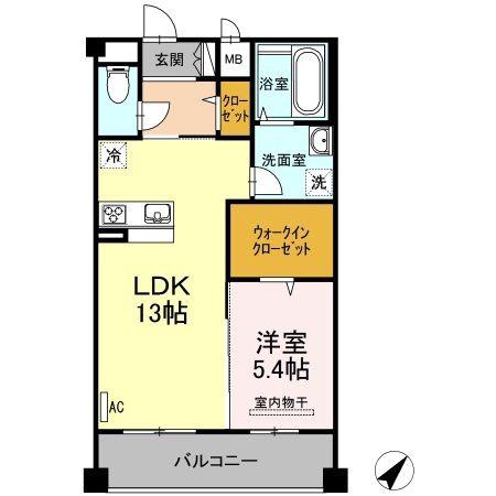 アイコート中東(1LDK/4階)の間取り写真