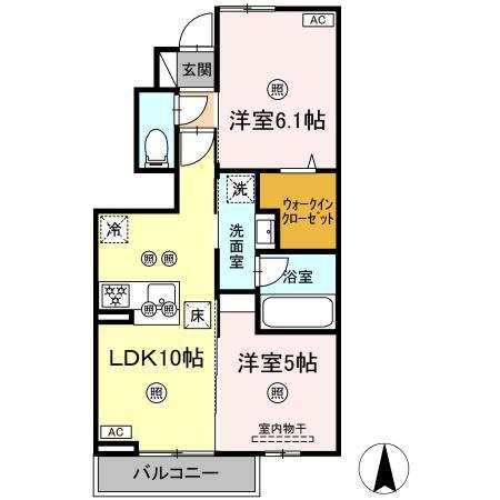 パーク・ボヌール D棟(2LDK/1階)の間取り写真