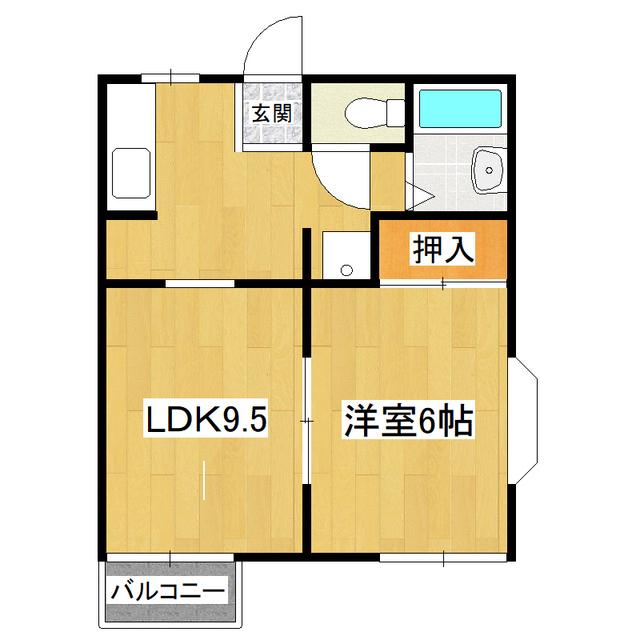 ハイツナガノII(1LDK/2階)の間取り写真