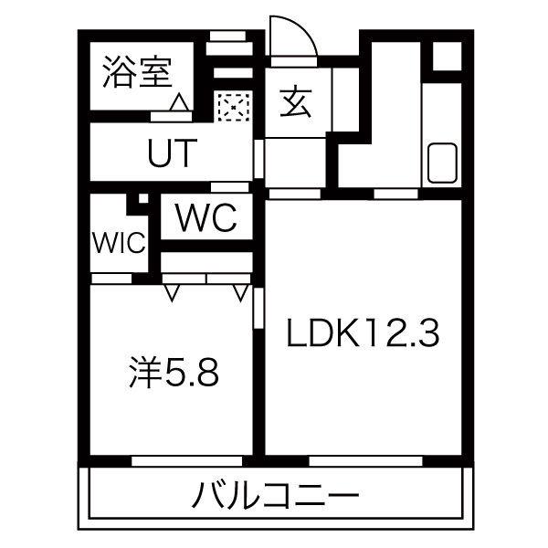 向陽町レジデンス(1LDK/3階)の間取り写真