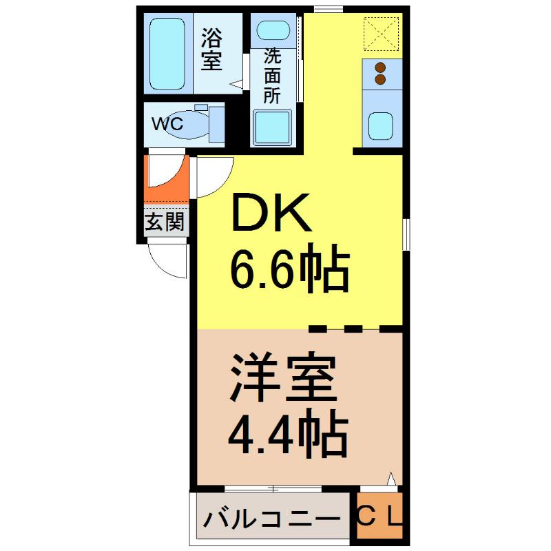 グランコンフォール米野I(1DK/1階)の間取り写真