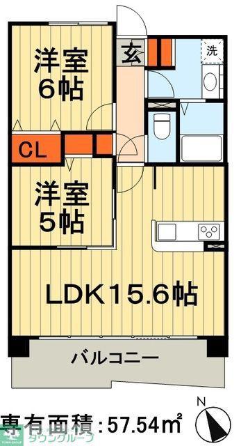 セディアヴィラージュII(2LDK/1階)の間取り写真
