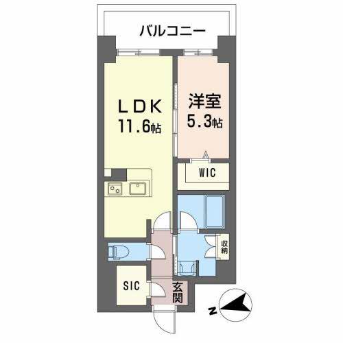 ケイマン(1LDK/9階)の間取り写真