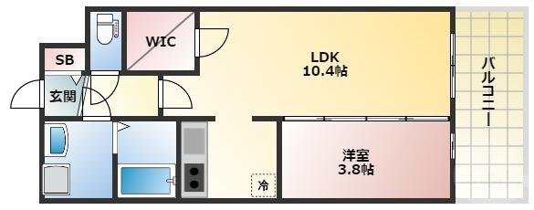 プロスパー豊中南(1LDK/13階)の間取り写真