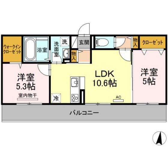 メゾンOTC(2LDK/3階)の間取り写真