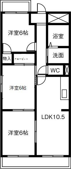 シャトーSI(3LDK/7階)の間取り写真