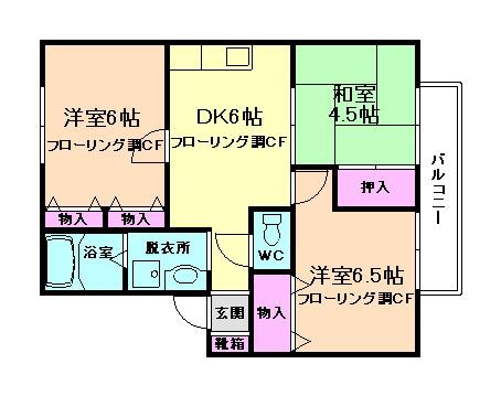 舎羅林コート(3DK/2階)の間取り写真
