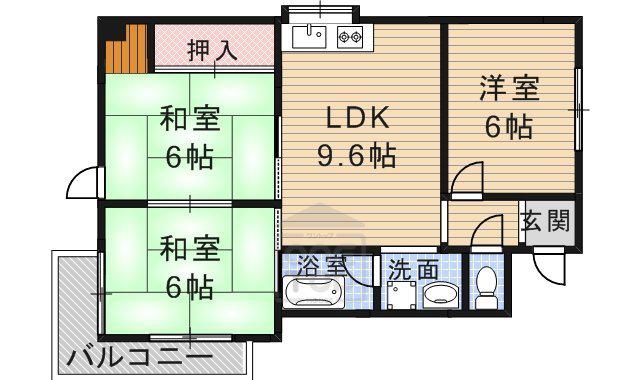 マンションラヴィング(3LDK/3階)の間取り写真