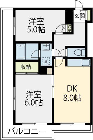 シャローム大森(2DK/3階)の間取り写真