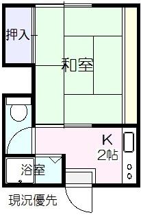コーポ瑞穂(1K/2階)の間取り写真