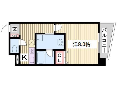 CITYSPIRE神戸元町I(1K/3階)の間取り写真