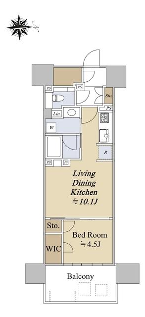 グランドシティタワー月島(1LDK/14階)の間取り写真