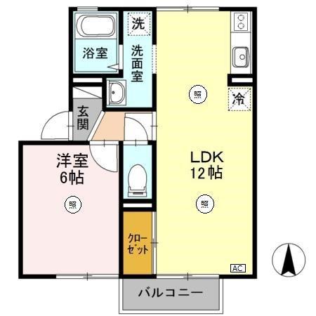 クレープマートル(1LDK/2階)の間取り写真