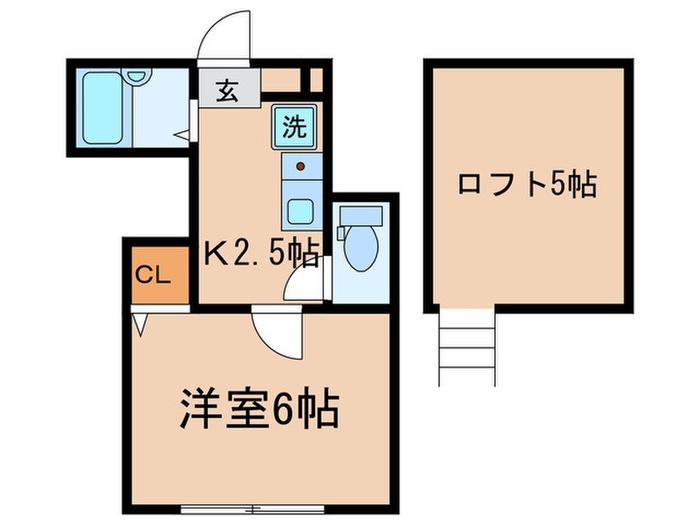 バーミープレイス喜多見(1K/1階)の間取り写真