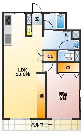 内田コーポ(1LDK/3階)の間取り写真