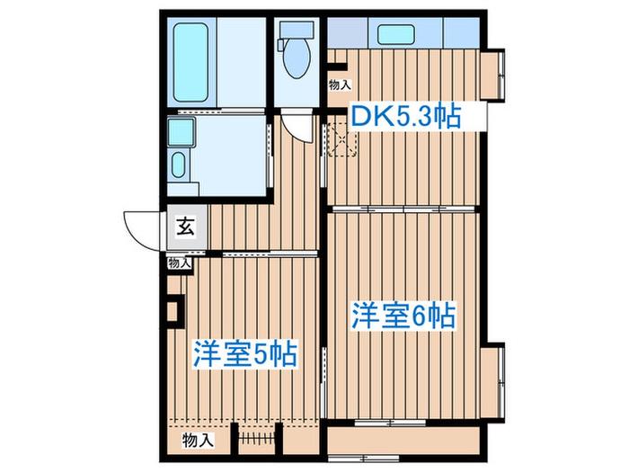 ミッキーハイツ(2DK/1階)の間取り写真
