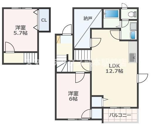 プラーノウエスト(2LDK/2階)の間取り写真