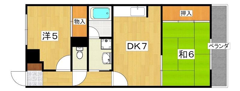 グランデール(2DK/2階)の間取り写真