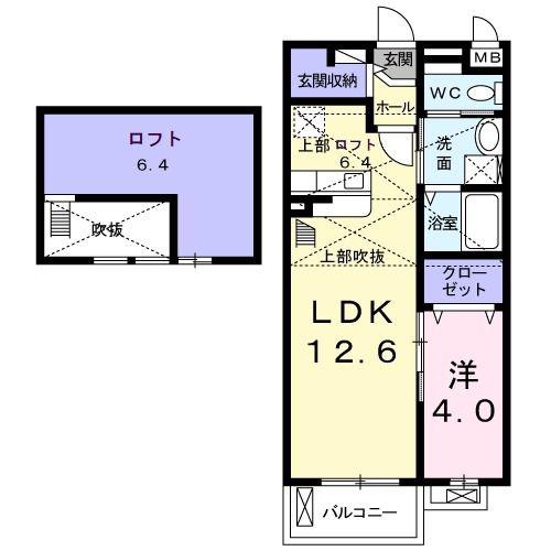 クラール寺方元町(1LDK/2階)の間取り写真
