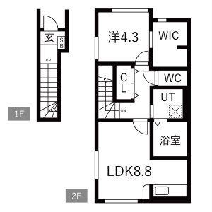 TREFLE(1LDK/2階)の間取り写真