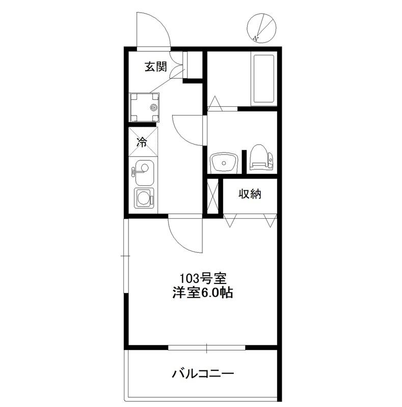 レジア大桐(1K/1階)の間取り写真