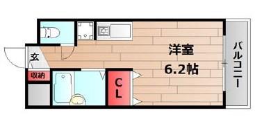 サンエキューズII(ワンルーム/3階)の間取り写真